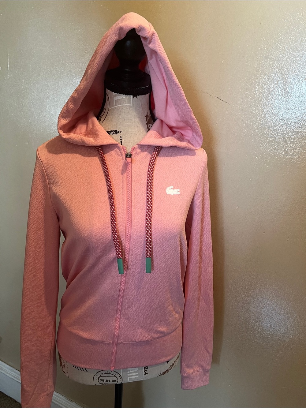 Lacoste Women’s Light Pink Hooded Zip Sweatshirt